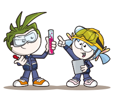 化学メーカーの仕事体験を象徴するキッザニアのウルバノとビータのアイコン画像